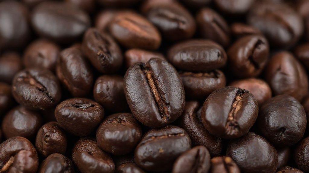 深煎りのインドネシア ミトラG1のコーヒー豆のアップ