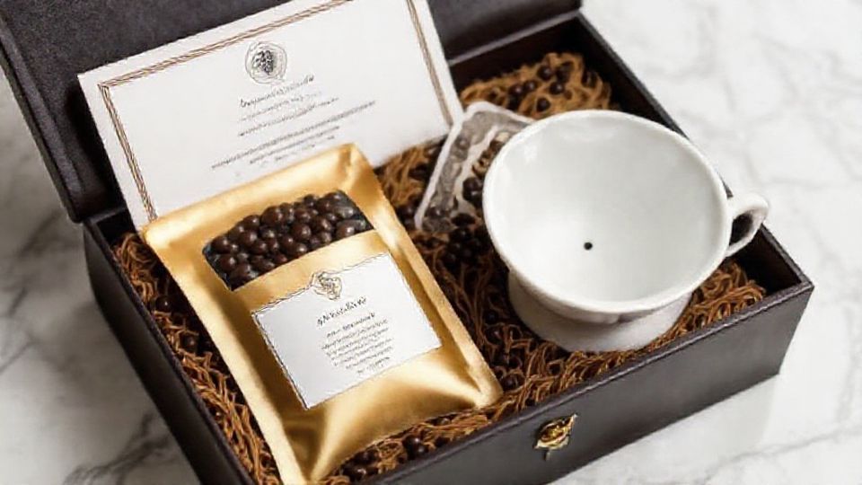 認証書付きのコピルアクコーヒー豆のギフトボックス