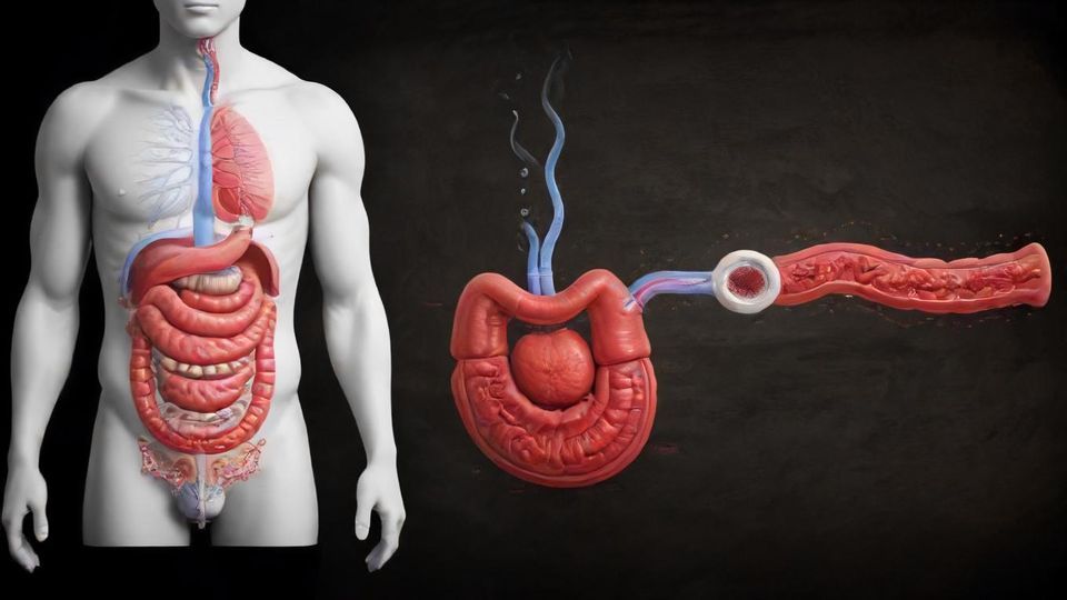 コーヒーの成分が胃腸を刺激する様子のイラスト