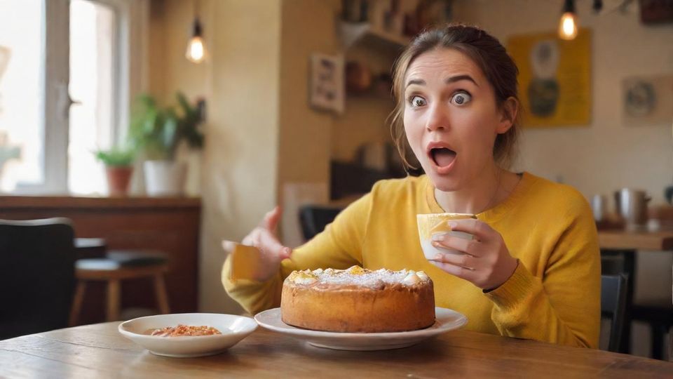 コーヒーと意外な食べ物の組み合わせに驚く人のイメージ