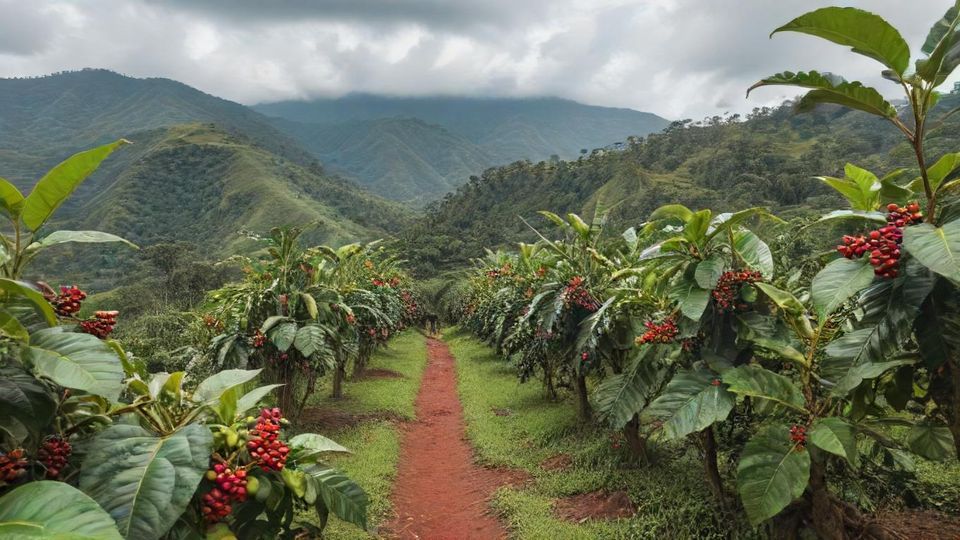 コロンビア ナリーニョ地方の美しいコーヒー農園の風景